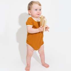 Retro Ringer Ribbed Bodysuit - Mustard