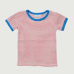 Retro Ringer Ribbed Tee - Red Stripes