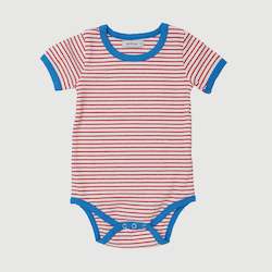 Retro Ringer Ribbed Bodysuit - Red Stripes