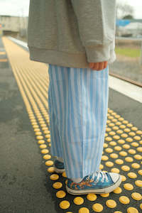 Stripe Cotton Pants - Cool Blue