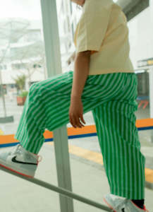 Baby wear: Stripe Cotton Pants - Apple Green