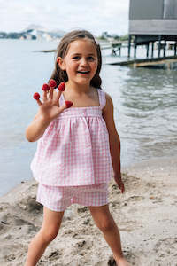 Baby wear: Gingham Summer 2-Piece Set - Pink