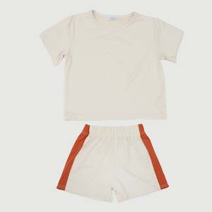 Bamboo Lounge T-Shirt & Retro Shorts Set - Beige