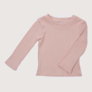 Wide Ribbed Long Sleeve Top - Bisque