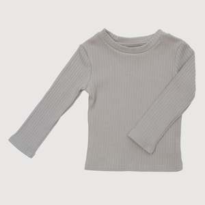 Wide Ribbed Long Sleeve Top - Dove