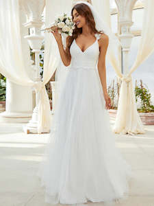 Clothing: Hope Double V Neck Lace Tulle Wedding Dress