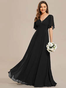 Heidi Chiffon Empire Waist Floor Length Evening Dress