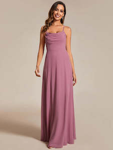 Clothing: Nadene Draped Collar Floor Length Dress