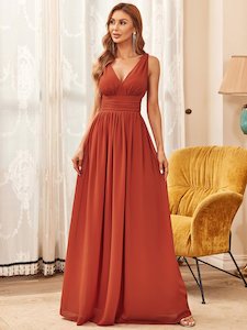 Emma Double V-Neck Bridesmaids Dress