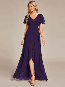 Jodi High Low Ruffle Chiffon Bridesmaid Dress