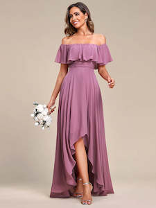 Dianne Off Shoulder Chiffon High Low Bridesmaid Dress