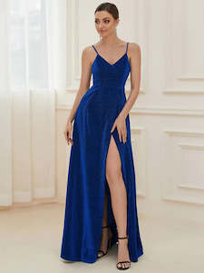 Clothing: Stella Spaghetti Strap Evening Dress With Pleated Decoration