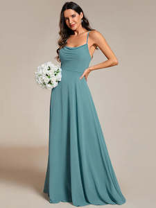 Clothing: Nadene Draped Collar Floor Length Dress