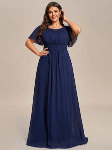 Clothing: Tina Round Neck Pleated Bridesmaid Dress