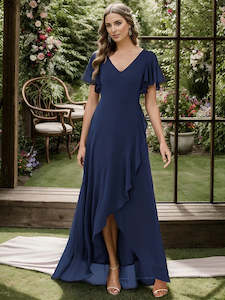 Jodi High Low Ruffle Chiffon Bridesmaid Dress