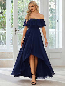 Dianne Off Shoulder Chiffon High Low Bridesmaid Dress