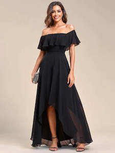 Dianne off Shoulder Chiffon Split High Low Bridesmaid Dress