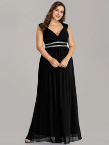 V-Neck Empire Waist Chiffon Maxi Long Ball/Evening Dress