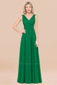 Clothing: Chiffon V-Neck Dress with Draped Back