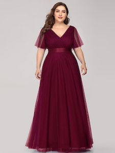 Clothing: Alice V-Neck A-Line Floor-Length Evening Dress