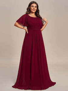 Tina Round Neck Pleated Bridesmaid Dress