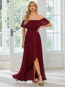 Dianne Off Shoulder Chiffon High Low Bridesmaid Dress