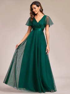 Clothing: Alice V-Neck A-Line Floor-Length Evening Dress