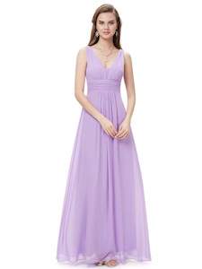 Clothing: Molly Elegant Deep V Neck Bridesmaids Dress