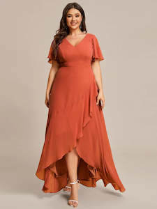 Jodi High Low Ruffle Chiffon Bridesmaid Dress