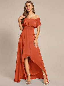 Dianne Off Shoulder Chiffon Split High Low Bridesmaid Dress