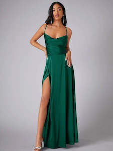 Clothing: Chloe Crisscross Backless Wrap Satin Ball Dress