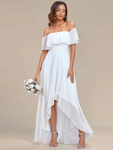 Dianne Off Shoulder Chiffon Split High Low Bridesmaid Dress