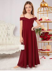 Girl's Knitted Off Shoulder Elegant Dress