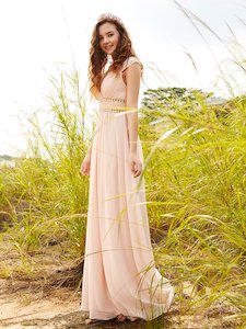 Clothing: V-Neck Empire Waist Chiffon Maxi Long Dress