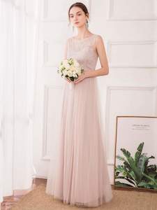 Clothing: Romantic A-Line Embroidered Tulle Bridesmaid Dress