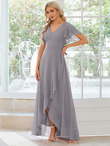 Jodi High Low Ruffle Chiffon Bridesmaid Dress