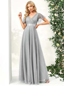 Alice V-Neck A-Line Floor-Length Evening Dress