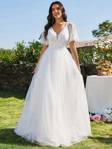 Clothing: Sophie A-line V-Neck Lace Wedding Dress