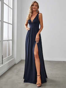 Carly Sleeveless Dress with Deep V Neck