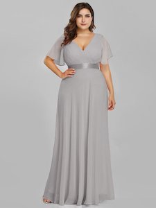 Jacqui Double V-Neck Ruffle Sleeve Bridesmaids Dress