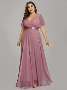 Jacqui Double V-Neck Ruffle Sleeve Bridesmaids Dress