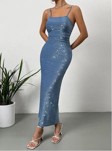 Tami Twist Backless Glitter Cami Dress