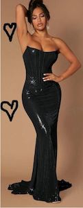 Clothing: Dani Glitter Backless Mermaid Strapless Dress