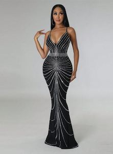 Clothing: Phoenix Rhinestone Detail Mermaid Hem Sequin Dress