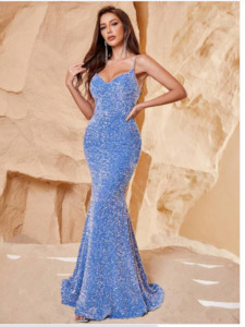 Clothing: Mila Mermaid Hem Sequin Cami Formal Dress