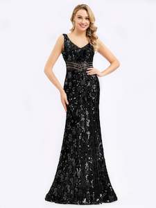 Maxi Long V Neck Mermaid Sequin Ball/Evening dress