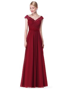 Women's Elegant V-neck Long Bridesmaids Dress