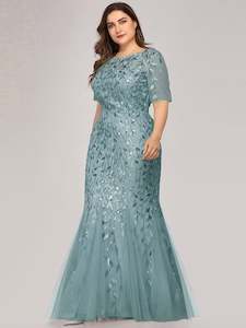 Clothing: Lisa Sequin Fishtail Tulle Ball/Evening Dress