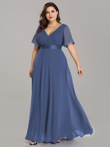 Jacqui Double V-Neck Ruffle Sleeve Bridesmaids Dress