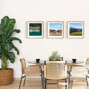 Art gallery: Set of 3 - Petite Prints - NZ - Framed in raw oak